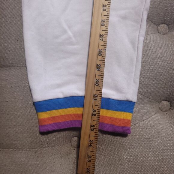 Disney Parks Disneyland Cropped Joggers Sweatpants Womens Large Rainbow Trim - Picture 9 of 10